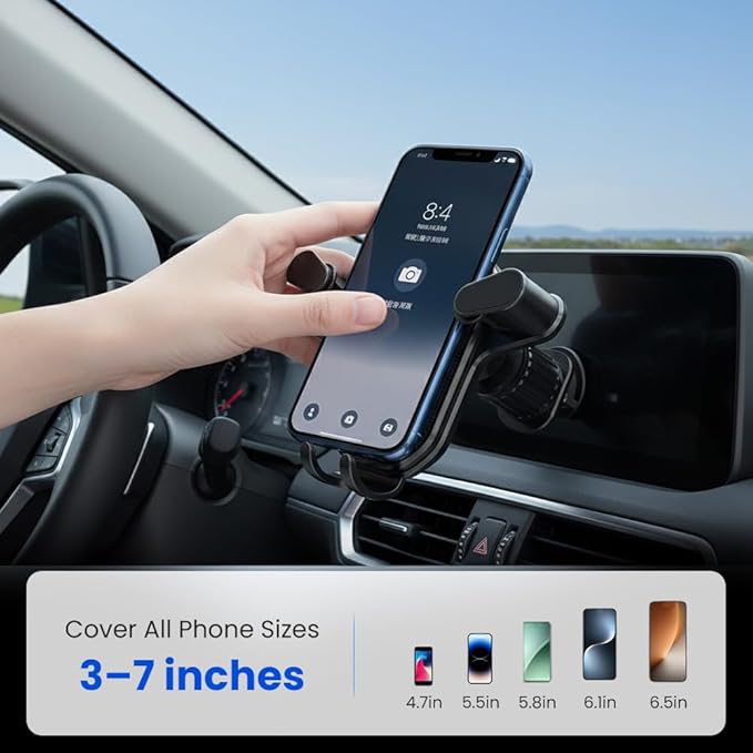 PVZXR Air Vent Car Phone Mount Holder,2026 New Wider Clamp & Metal Hook Car Phone Holder Vent [Thick Cases Friendly] Phone Holders for Your Car Mount Automobile Hands Free Cradle Air Vent (A-1PCS)