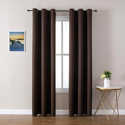 ChrisDowa Brownout Curtains 78 inches Long for Bedroom - 2 Panels Set Grommet Thermal Insulated Room Darkening Curtains for Living Room (Brown, 42 x 78 Inch)