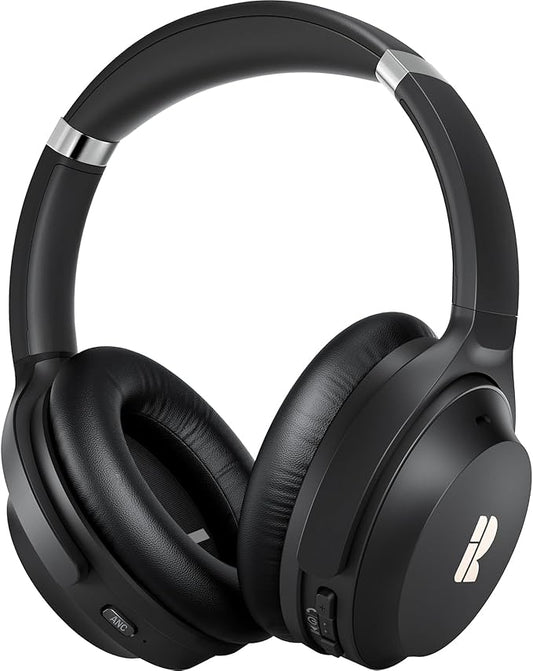 Bluetooth Headphones, Premium Active Noise Cancelling Wireless Headphones Over Ear, 50H Playtime, Hi-Res Audio, Deep Bass, Memory Foam Ear Cups for Travel, Home Office