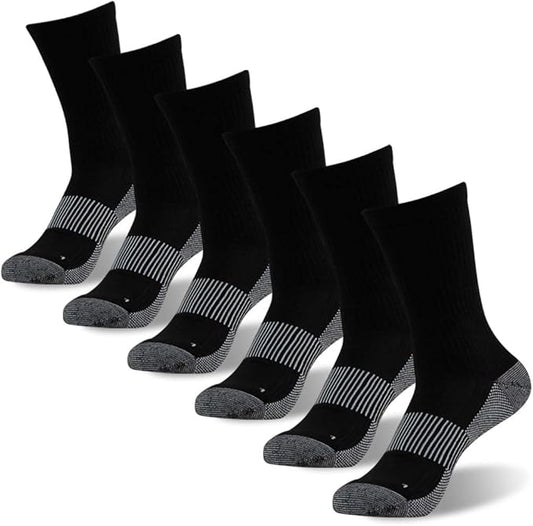 FOOTPLUS Hiking Copper Compression Socks,Unisex Cushioned Sole Arch Support Athletic Crew Running Socks