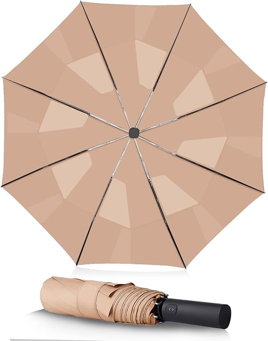 BAODINI Windproof Umbrella for Rain Folds Easily Automatic Open Close 46 inch Compact Travel Portable Umbrella for Men and Women