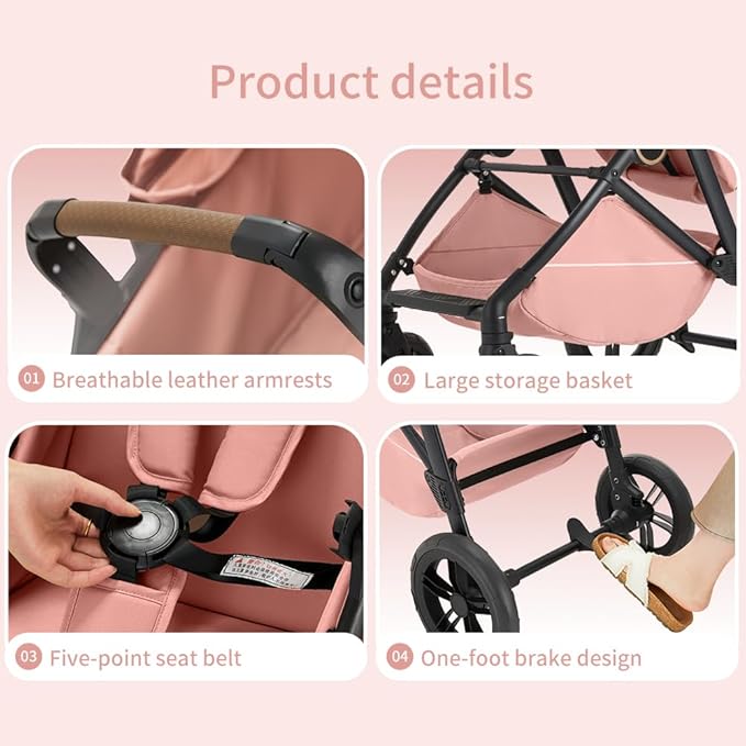 Premium High Chair Stroller: Reversible Seat for Bonding & Ultra-Smooth Fold (Brown)