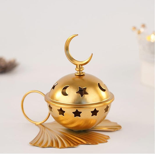 Incense Burner Metal Cones Incense Holder with Handle for Yoga, Spa Aromatherapy Golden Censer