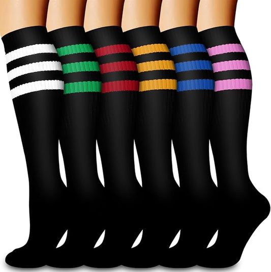 Laite Hebe Compression Socks for Women & Men Circulation(6 pairs)-Graduated Supports Socks for Running, Athletic Sports