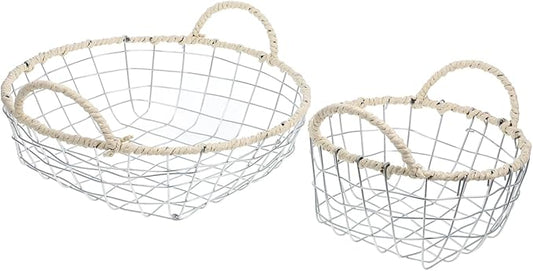 Toyvian 2pcs Wire Basket Storage Organizer Versatile Iron Baskets for Home Office Kitchen Decorative Containers for Fruits Bread and Office Supplies