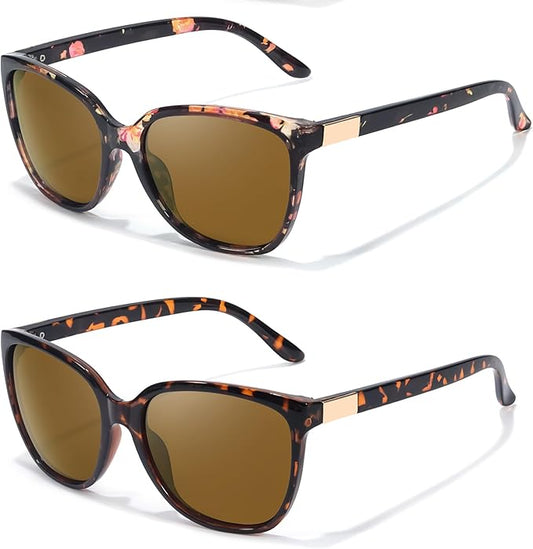 FIMILU Polarized Sunglasses for Women, Trendy Fashion Sun Glasses Square Retro Glasses UV Protection for Daily Outdoor 2pack