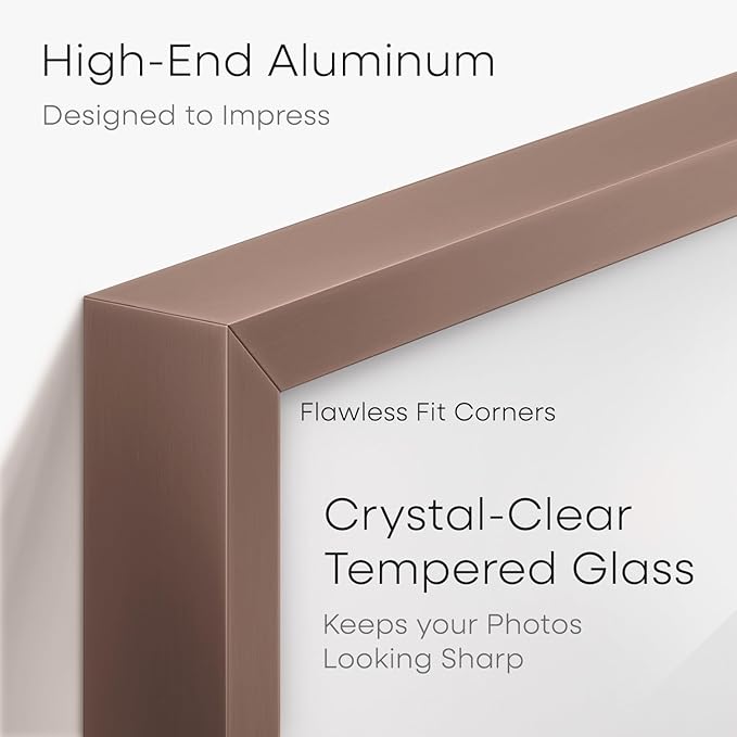 Homeforia 5x7 Picture Frame Mocha, High End Metal 5 x 7 Mocha Frames with Mat 4 x 6 for Art, 5x7 Desk Frame Matted to 4x6 inch Photo, 5 by 7 Wall or Tabletop Frames, Tempered Glass, Wall Kit, Set of 1