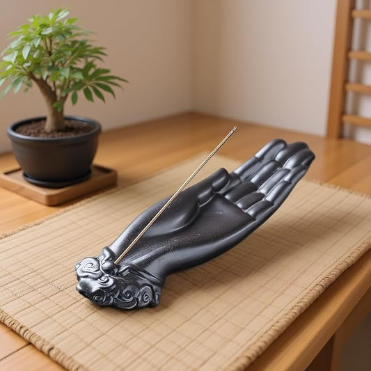 Premium Incense Holder for Sticks|Features an Elegant Buddha Hand Design for Zen Home Decor & Spiritual Wellness, Safely Holds Burning Incense Sticks.