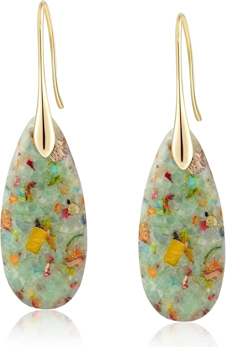 Natural Healing Stone Fishhoop Dangle Drop Earrings Statement Gold silver earrings