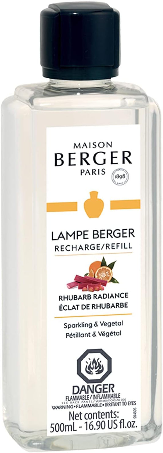MAISON BERGER Rhubarb Radiance Lampe Berger Refill, 500 ml (16.9 fl oz), Odor-Neutralizing Home Fragrance Oil Lamps, Bitter Orange, Rhubarb, Bergamot, Made in France