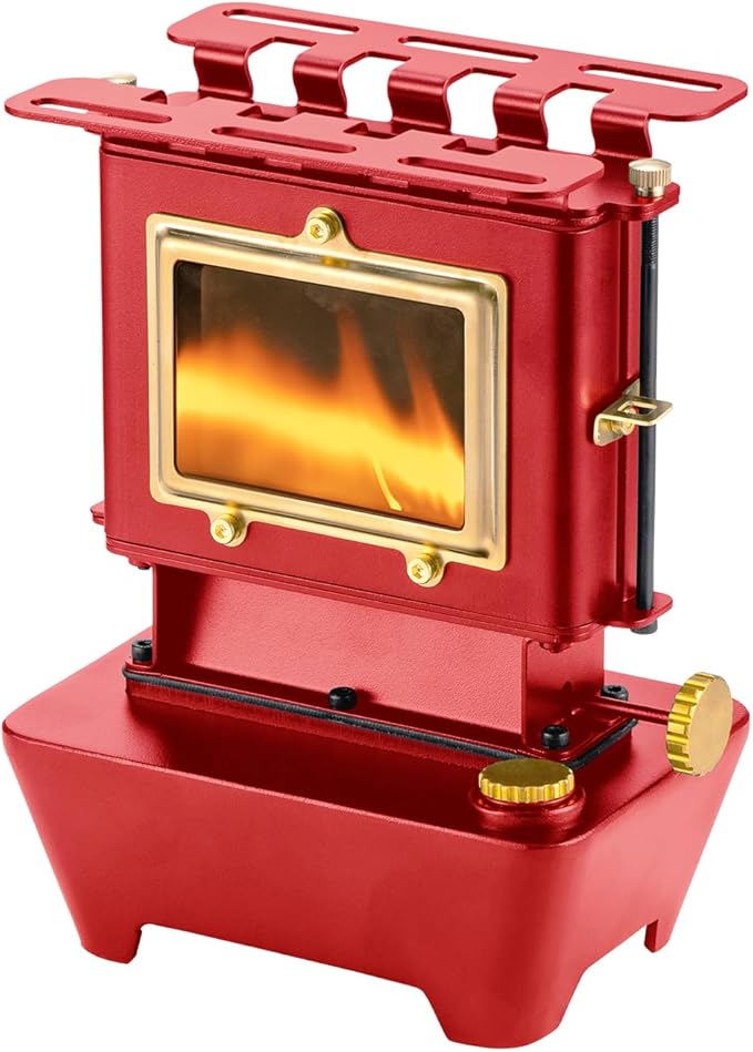 Camping Oil Lantern，Oil Lamp with Cooker Stove，Fuel Lamp for Outdoor，Portable Oil Lamp，Portable and Convenient for Heating and Cooking (Red)