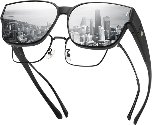 DUCO Fit Over Sunglasses for Men Women Wear Over Glasses Retro Wrap Around Polarized Sun Glasses UV400 Protection DC8981