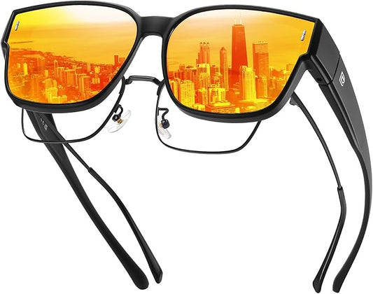 DUCO Fit Over Sunglasses for Men Women Wear Over Glasses Retro Wrap Around Polarized Sun Glasses UV400 Protection DC8981