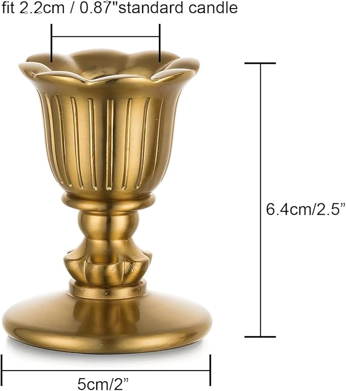 Vintage Taper Candle Candlestick Holders, Gold Candle Sticks Brass Victorian Style Candelabra for Christmas Table Centerpiece Wedding Reception Festive Advent Thanksgiving Party Decorations Set of 12