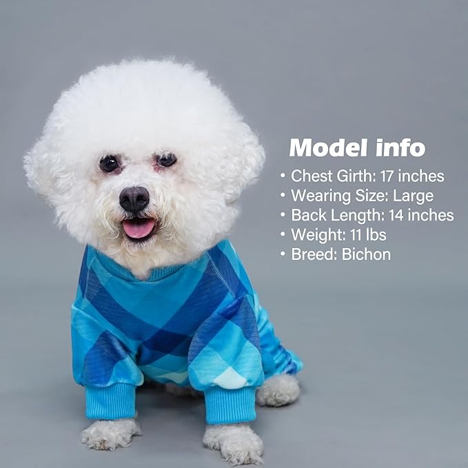 KYEESE Dog Pajamas Medium Sized DogComfy Pet Clothes Lightweight Pjs Velvet Jammies Soft Coat Stretchy Onesie,Blue, XX-Large
