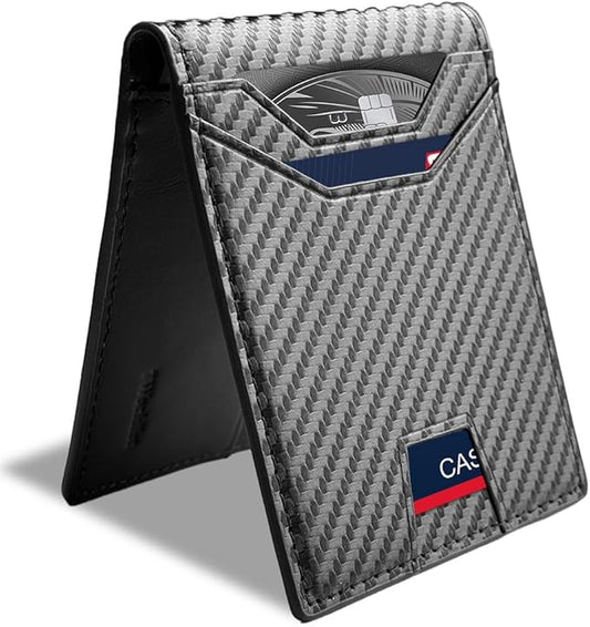 7worldlet Slim RFID Blocking Wallets for Men Synthra™ Ultra Leather Bifold Minimalist Wallet 11 Cord Holder Thin Mens Wallet with Gift Box (Black)