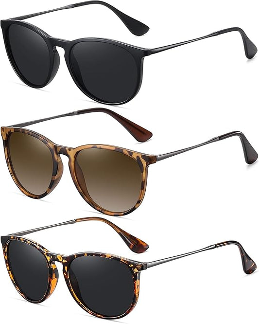 Retro sunglasses womens 2024 trendy round classic glasses