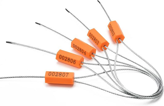 50PCS Steel Cable Seals Metal Security Seal Numbered Metal Truck Trailer Seals Security Tags Tamper Evident Tags Container Seals Pull Tight Steel Wire Seals