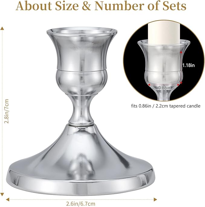 Candlestick Holders Taper Candle Holders, 9PCS Silver Candle Holder Set for Table Centerpiece, Vintage Candle Stand for Table Centerpieces, Home Decor,Weddings,Festival and Parties (9, Silver)