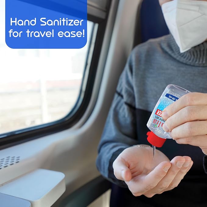 Latalia Mini Hand Sanitizer Travel Size Pack of 48 | 1.85 fl oz with 80% Alcohol Small Hand Sanitizer Bulk For Non-Sticky, Unscented, Gentle & Fresh Hands Anytime