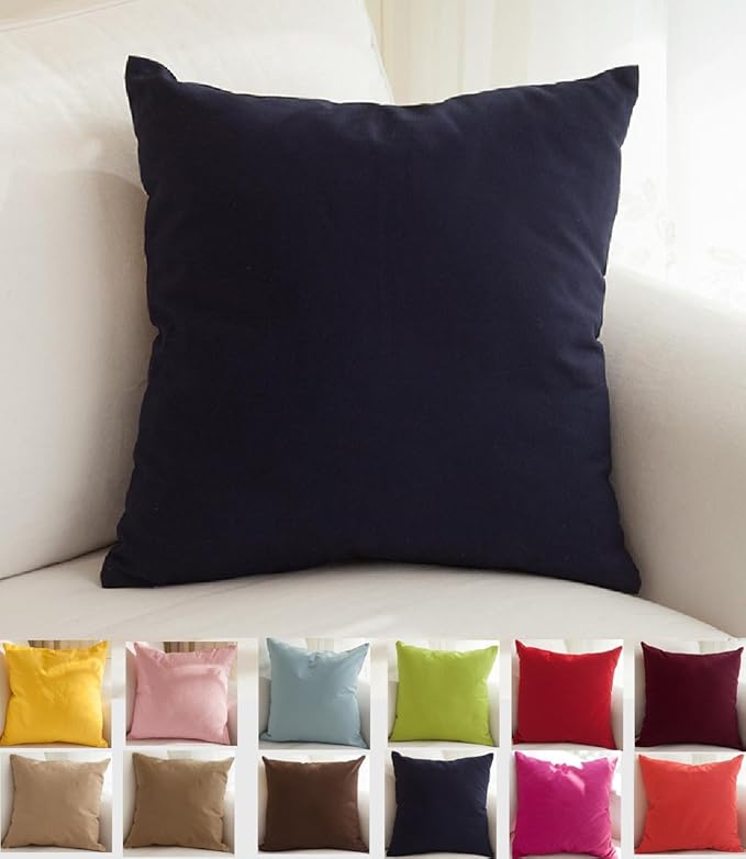 TangDepot Cotton Solid Throw Pillow Covers, 24" x 24" , Dark Navy, 1 Count (Pack of 1)