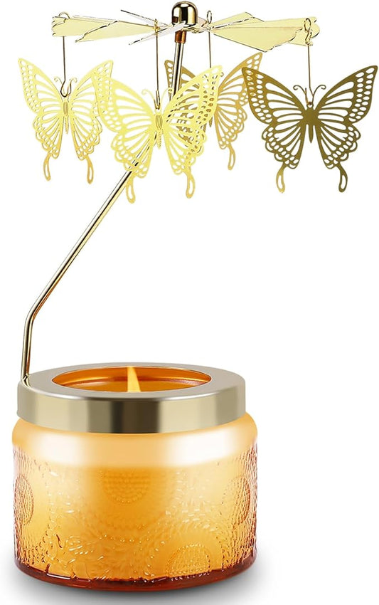 Rotatable Candle, Valentine's Day Gift for Her, Birthday Gifts for Women, Vanilla Cream Scented Candles, Butterfly Candle Gift for Girl, Friends,Mom