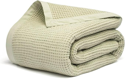 Salt Earth GOTS Certified 100% Organic Cotton Throw Blanket, 60"x80" Waffle Blankets & Throws for Bed, Throw Blanket for Couch, Cozy Christmas Blankets and Throws for Christmas Gifts (Sea Foam)