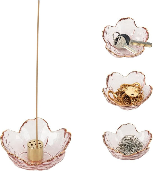 Incense Holder for Sticks,Handmade Ash Catcher Glass Bowl with 9 Holes Incense Holder for Home Décor, Meditation, Yoga,SPA Decor,Easily Grab All Incense Ash
