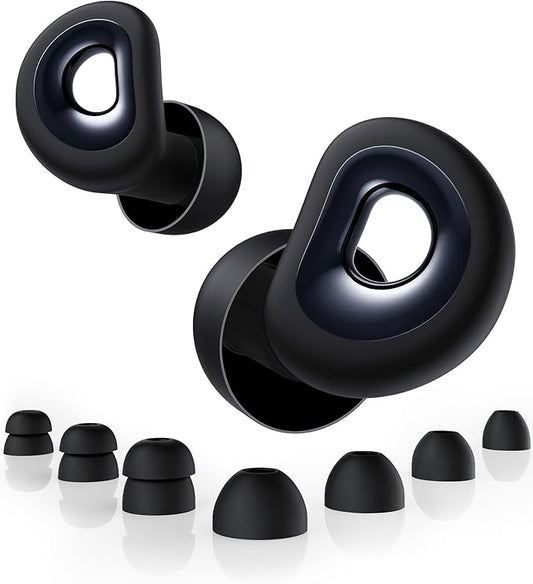 50dB Ear Plugs for Sleeping Noise Cancelling, Ultra-Comfy Noise Cancelling Ear Plugs for Noise Reduction, Concerts, Work, Airplane, Concert Ear Plug Silicone Earplugs with 7 Eartips Black