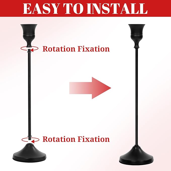 Candlestick Holders 6 PCS, Metal Taper Candle Holder, Matte Black Candle Holders for Pillar Candles, Vintage Dining Table Centerpiece Decorations for Wedding Party Christmas Halloween Decor