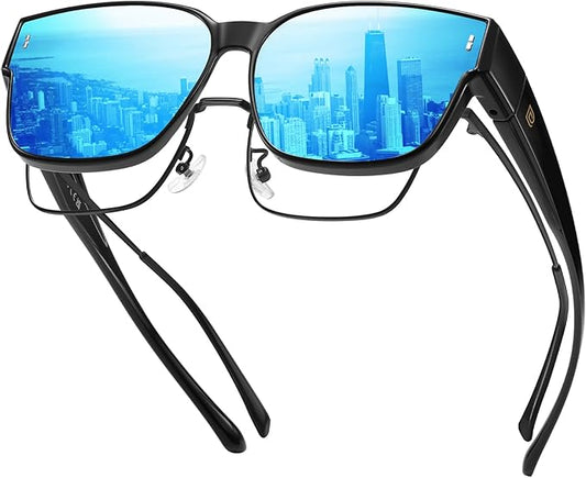DUCO Fit Over Sunglasses for Men Women Wear Over Glasses Retro Wrap Around Polarized Sun Glasses UV400 Protection DC8981