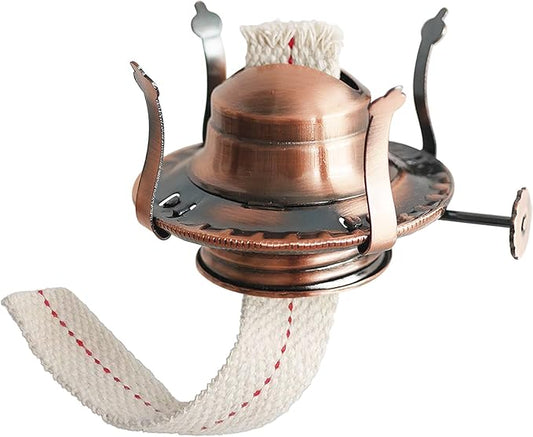 Oil Lamp Burner #2 Size Bronzy Plated Burner for Antique Lamps Oil Lamp Replacement Kerosene Lamps Parts with Reduction Collar and Cotton Lamp Wick Fits Holds a 3 Inch Base Chimney