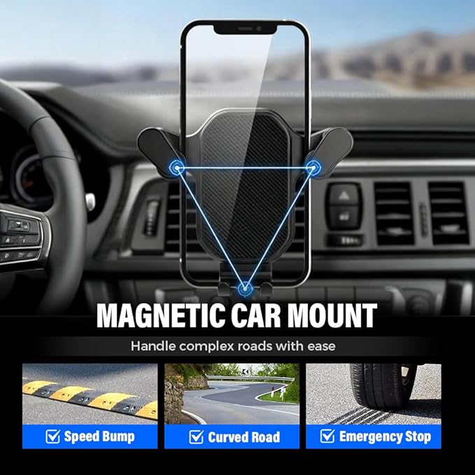 PVZXR Air Vent Car Phone Mount Holder,2026 New Wider Clamp & Metal Hook Car Phone Holder Vent [Thick Cases Friendly] Phone Holders for Your Car Mount Automobile Hands Free Cradle Air Vent (A-3PCS)
