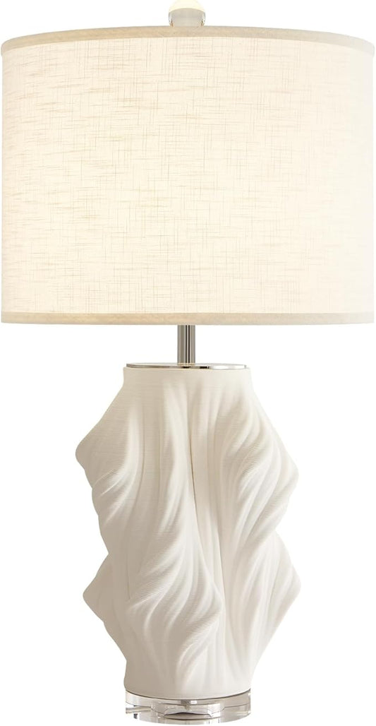 Modern Plug in Large Ceramic Table Lamps White Table Lamp for Living Room Bedroom 28In