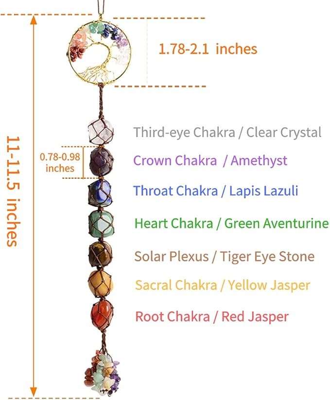 Handmade Crystal Window Car Hanging Ornaments 7 Chakra Home Decoration Feng Shui Ornament Yoga Meditation Car Decoration Tumbled Palm Stones Christmas Decorations Ornaments (Style 5)