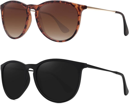 Retro sunglasses womens 2024 trendy round classic glasses