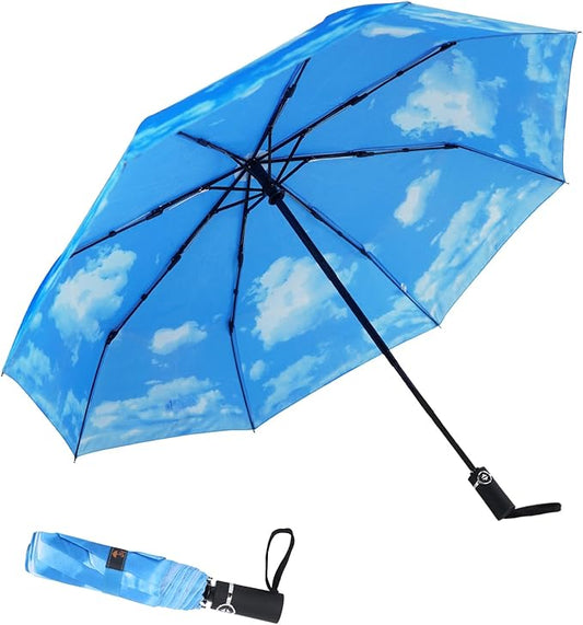 SY COMPACT Travel Umbrella - Windproof Automatic Compact Umbrella, Lightweight Waterproof Design for Backpack, Car & Purse