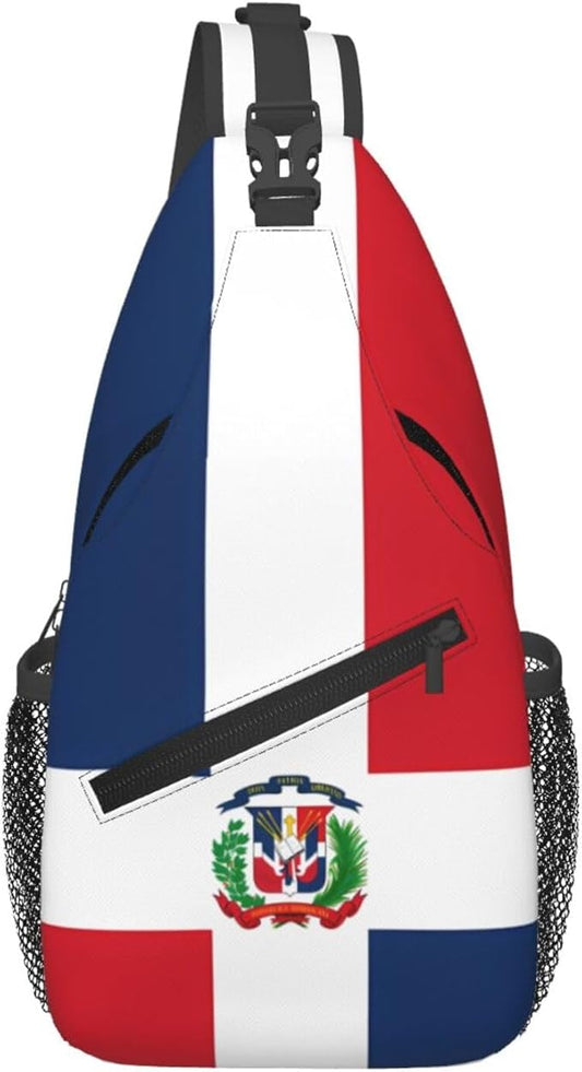 QFXUYNG Dominican Republic Flag Adult Sling Bag Unisex Chest Bags Crossbody Backpack Casual Daypacks Shoulder Bag for Women Men Cycling Hiking Travel