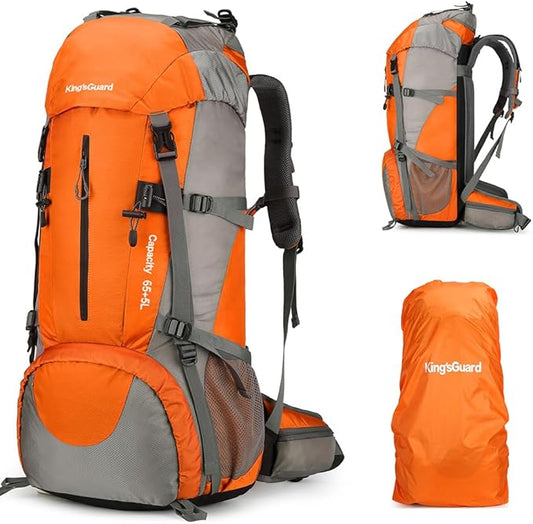 King'sGuard 70L Hiking Backpack with Rain Cover Lightweight Waterproof Travel Camping Backpack Large Backpacking Pack