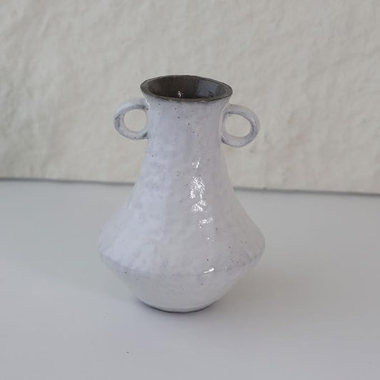 Rustic Small Ceramic Vase, Handcrafted Black Farmhouse Vase, Wabi Sabi Pottery Decor for Kitchen, Bedroom, Office, Living Room, Bathroom, Shelf Centerpiece Table