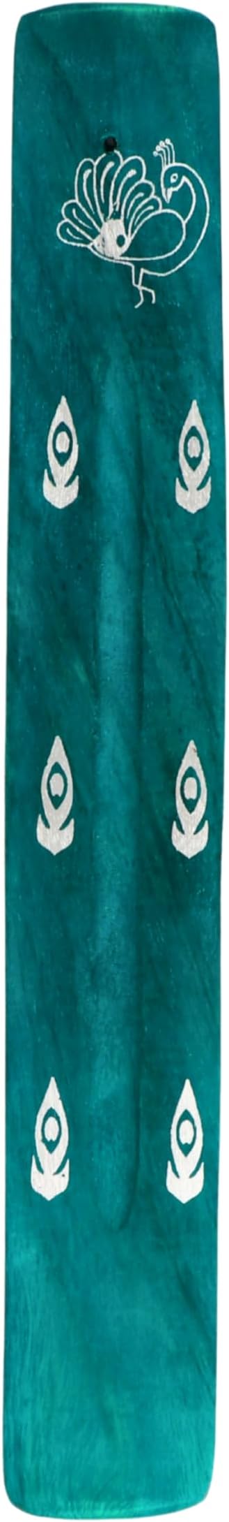 Hosley Wooden Incense Burner 10 Inch - Natural Wood with Green Finish for Home Decor, Room Decor, Kitchen Decor - Ideal Gift for Wedding, Aromatherapy, Zen, Spa, Reiki, Meditation