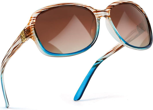 SIPHEW Polarized Sunglasses for Women | Vintage Square Sunglasses w UV400 Protection | Womens Wraparound Shade