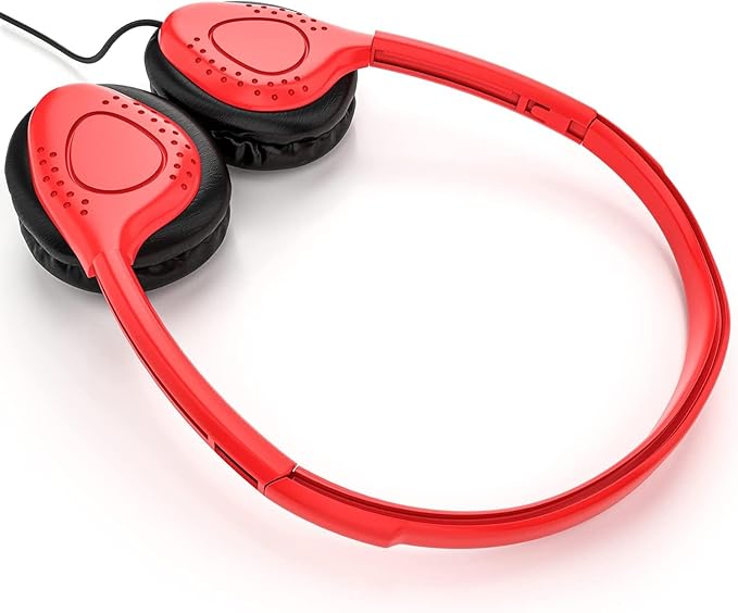 Maeline Bulk Classroom Student Headphones On Ear Stereo Headphones Adjustable Band & Faux Leather Cushions for Kids Online Learning, Library, School, Travel - 3.5mm Plug - 50 Pack - Multi Colors