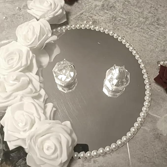 16Pack Round Mirror Centerpieces for Tables, 10inch Circle Mirror Plates for Tables Mirror Centerpieces, Flat Circle Mirror Trays for Tables, Mirror Candle Plates for Table Weddings Party Centerpieces