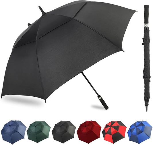 ZDSSM Automatic Open Golf Umbrella, 54/62/68/72 inch Extra Large Oversize Double Canopy Vented Stick Umbrellas, Windproof Waterproof Umbrella for Men And Women
