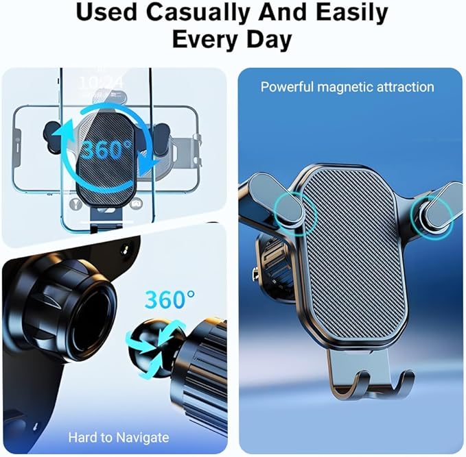 PVZXR Air Vent Car Phone Mount Holder,2026 New Wider Clamp & Metal Hook Car Phone Holder Vent [Thick Cases Friendly] Phone Holders for Your Car Mount Automobile Hands Free Cradle Air Vent (B-1PCS)
