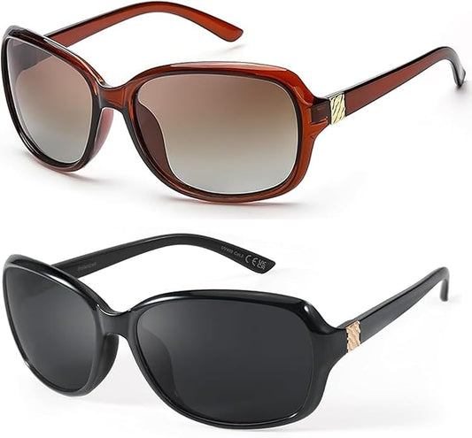 SIPHEW Polarized Sunglasses for Women | Vintage Square Sunglasses w UV400 Protection | Womens Wraparound Shade