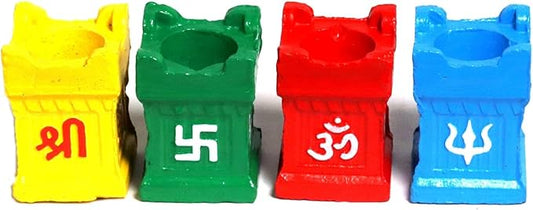 Tulsi Clay Diya Diwali Dia for Tulsi Plant Puja Pooja Multi Colored Terracotta Earthen Vilakku Oil Lamp Diyas Natural Mitti Deepawali | AE000242-01 (1.4 inch)