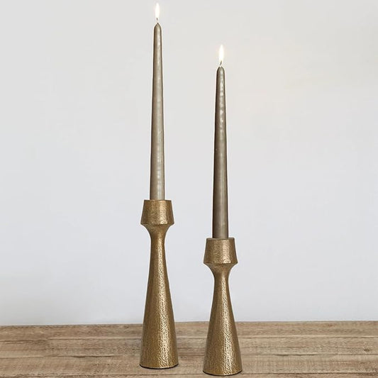 Iron Taper Candle Holder - Set of 2 Decorative Candle Stand, Metal Decorative Candlestick Holder for Wedding, Dining Table, Party Decoration (Gold)