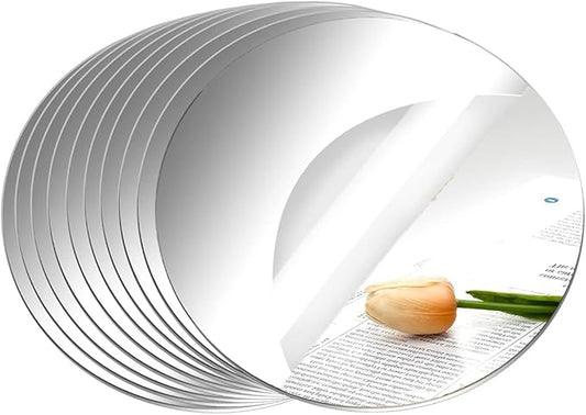 10 Pack Round Mirrors for Centerpieces, 6" Small Circle Mirror Centerpieces for Tables, Mirror Tiles for Wall Table Wedding Centerpieces Mirror Plates for Candle Wedding Decorations (6inch/15cm)